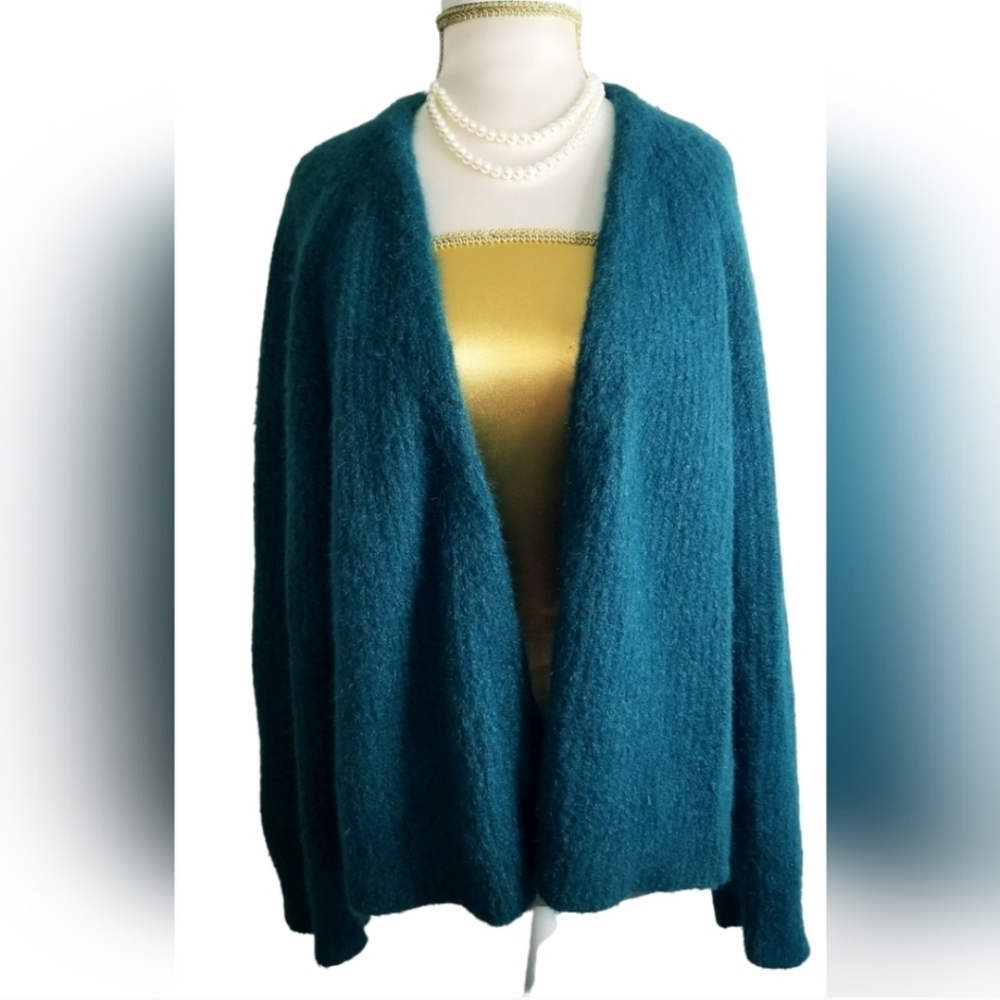 Anthropologie Sleeping on Snow Teal Soft Cozy Open Cardigan Sweater